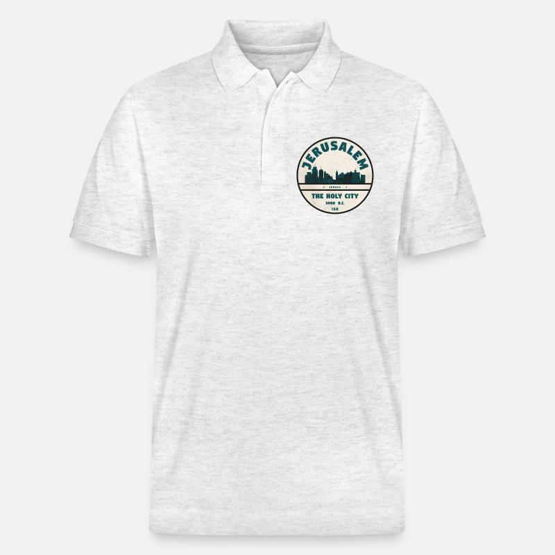 Jerusalem Skyline Retro Abzeichen - Stanley/Stella Unisex Bio-Poloshirt PREPSTER - Weiß meliert