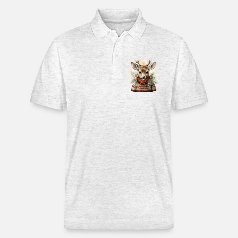 Cerf en pull d’hiver - Polo PREPSTER bio Stanley/Stella Unisexe - blanc chiné