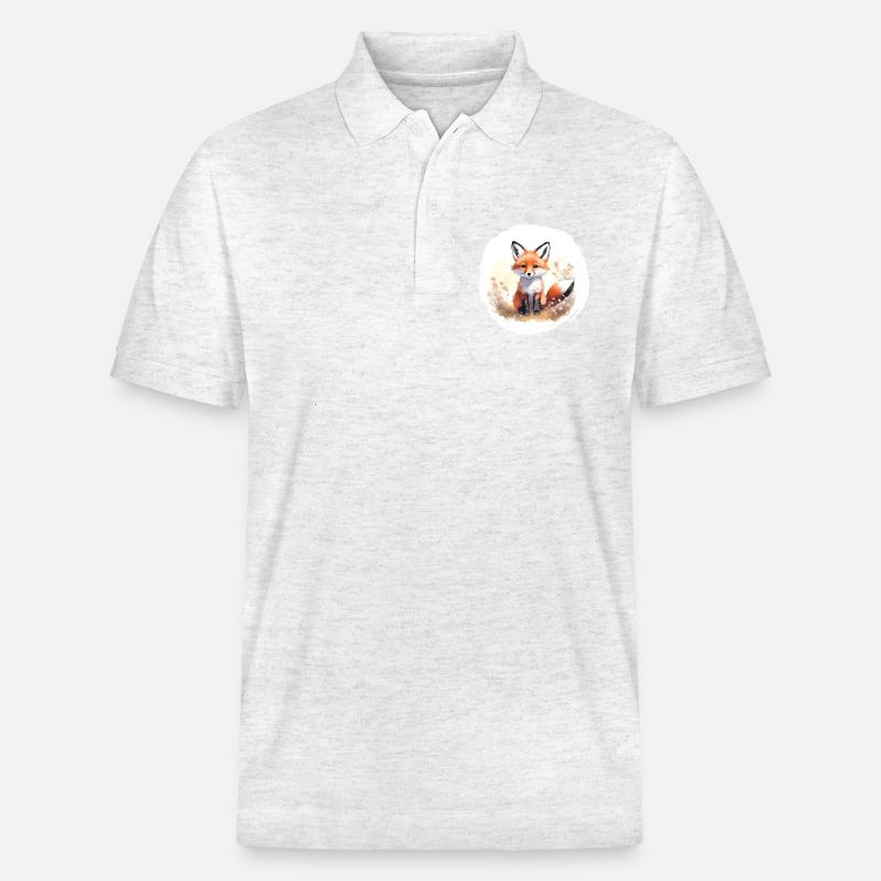 Fuchs Aquarell - Stanley/Stella Unisex Bio-Poloshirt PREPSTER - Weiß meliert