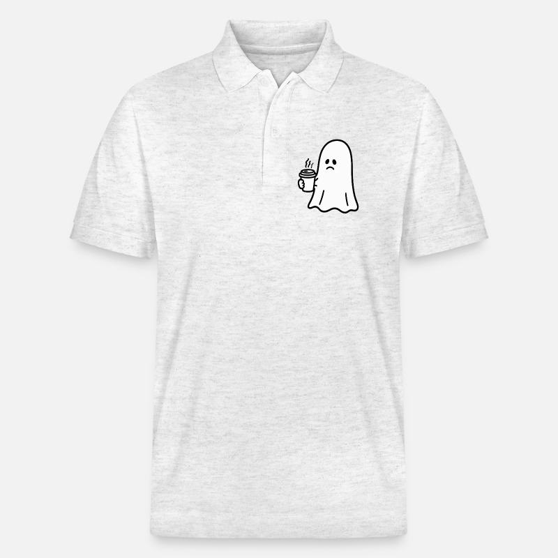 Geist Kaffee Halloween Süßes oder Saures - Stanley/Stella Unisex Bio-Poloshirt PREPSTER - Weiß meliert