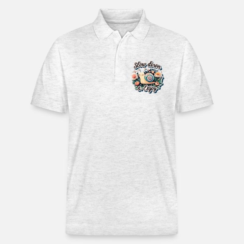 slow down an enjoy - Stanley/Stella Unisex Bio-Poloshirt PREPSTER - Weiß meliert
