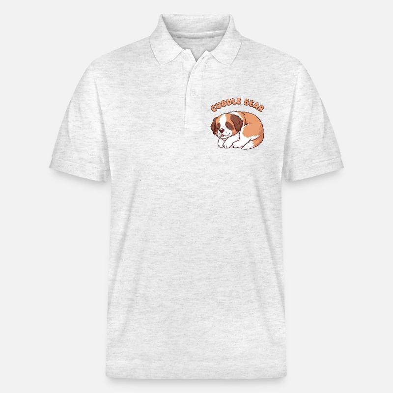 Bernhardiner Welpe Cuddle Bear - Stanley/Stella Unisex Bio-Poloshirt PREPSTER - Weiß meliert