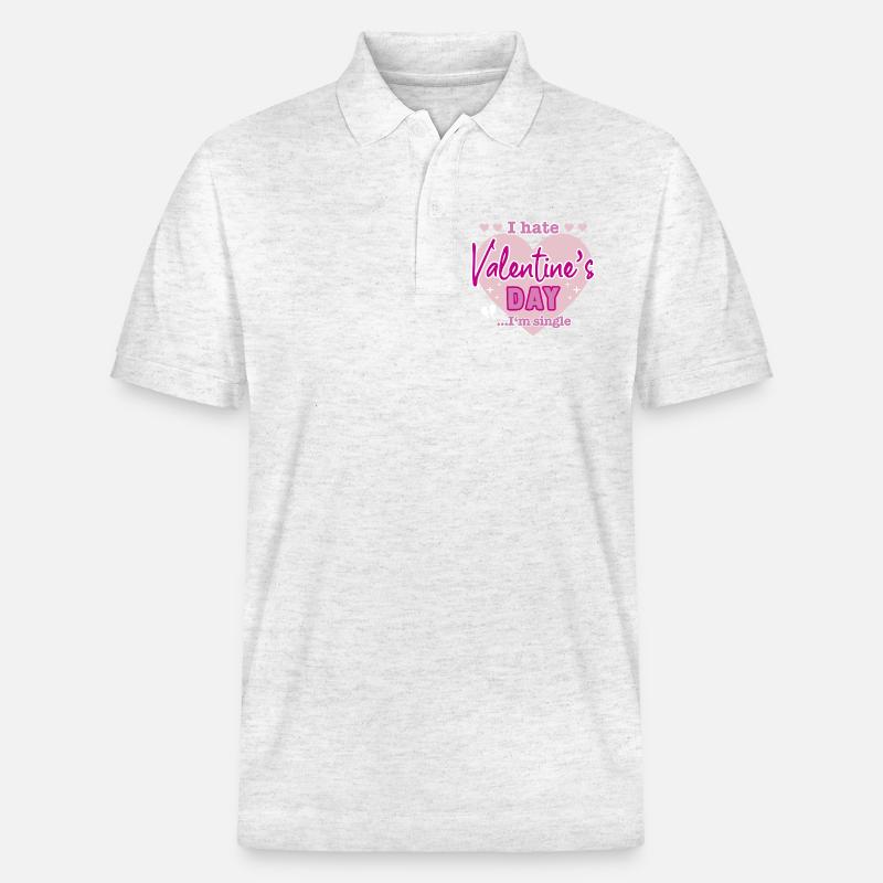 I hate valentine`s day - Stanley/Stella Unisex Bio-Poloshirt PREPSTER - Weiß meliert