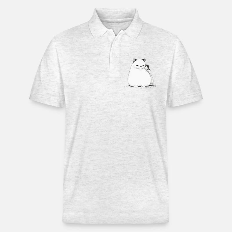 Großes Kuscheln mit einer Katze - Stanley/Stella Unisex Bio-Poloshirt PREPSTER - Weiß meliert