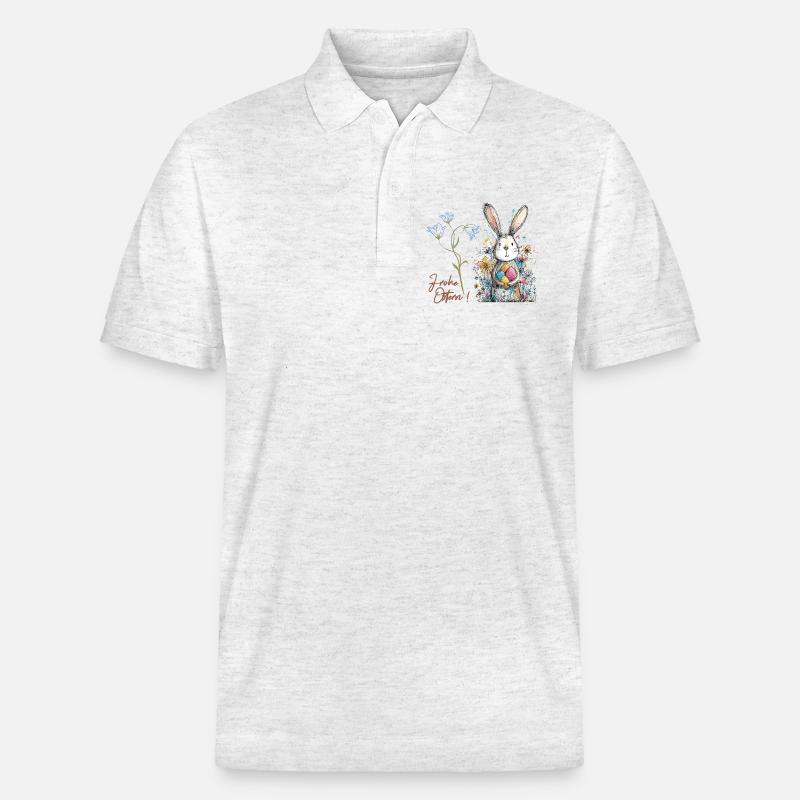 Osterhase mit bunten Eiern - Stanley/Stella Unisex Bio-Poloshirt PREPSTER - Weiß meliert