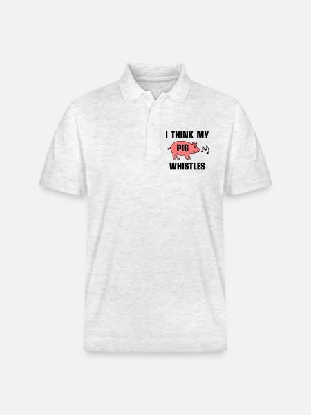 I think my pig whistles - Stanley/Stella Unisex Organic Polo Shirt PREPSTER - heather white