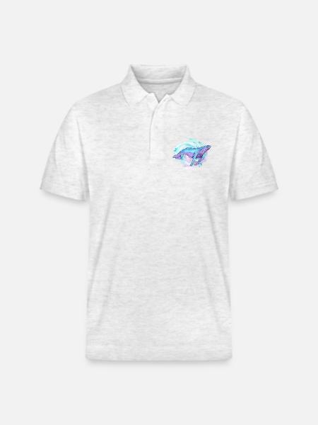 Buckelwal Aquarell - Stanley/Stella Unisex Bio-Poloshirt PREPSTER - Weiß meliert