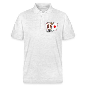 Cards and dice - Stanley/Stella Unisex Organic Polo Shirt PREPSTER - heather white - Front - Roxy (174cm) & Andy (188cm)