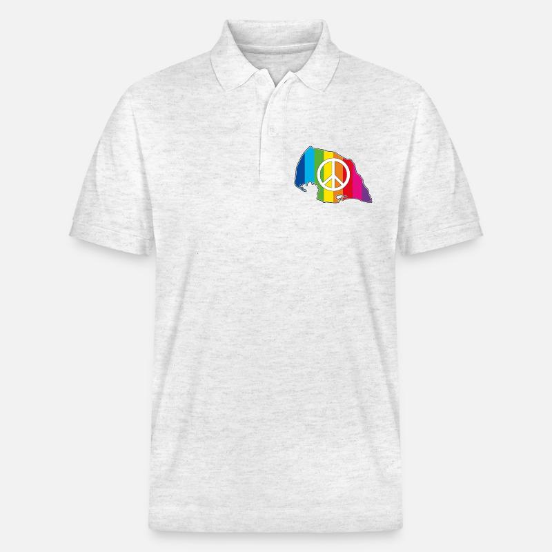 Insel Fehmarn Love Peace Rainbow - Stanley/Stella Unisex Bio-Poloshirt PREPSTER - Weiß meliert
