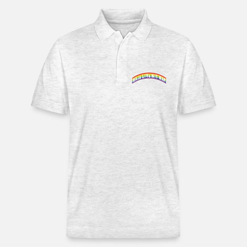 make love not war | rainbow flag - Stanley/Stella Unisex Bio-Poloshirt PREPSTER - Weiß meliert