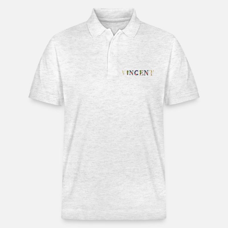 Le nom de VINCENT décoré de fleurs - Polo PREPSTER bio Stanley/Stella Unisexe - blanc chiné