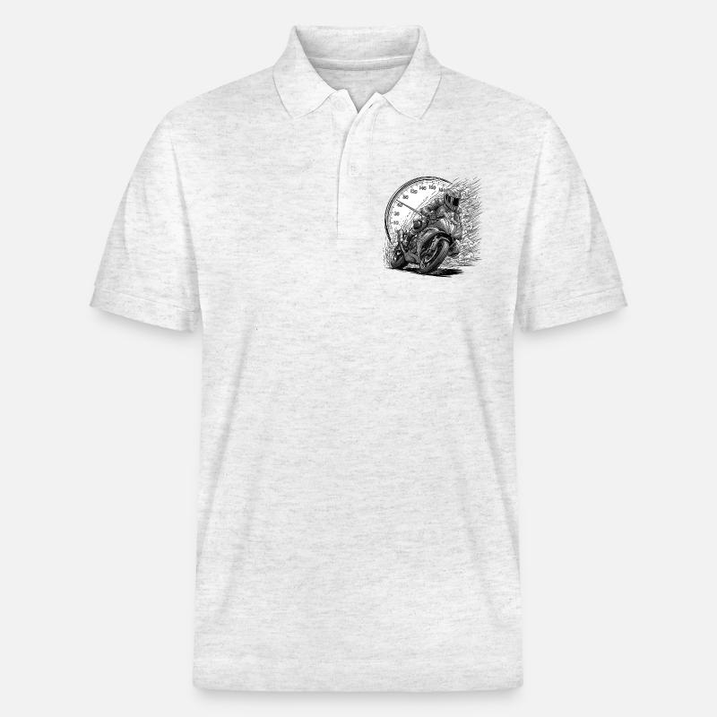 Biker, der von Geschwindigkeit angetrieben wird - Stanley/Stella Unisex Bio-Poloshirt PREPSTER - Weiß meliert