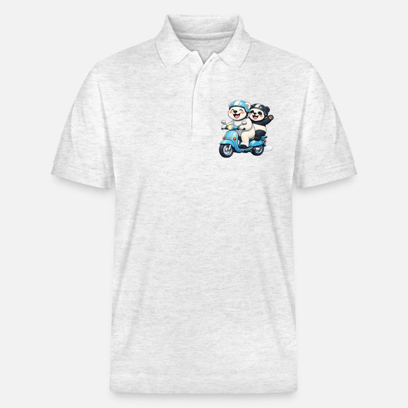 Orso Polare e Panda su uno scooter - Polo ecologica unisex PREPSTER di Stanley/Stella - melange/bianco