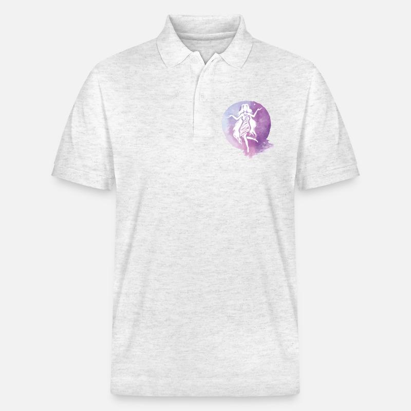 Silhouette de danseuse aquarelle violette - Polo PREPSTER bio Stanley/Stella Unisexe - blanc chiné