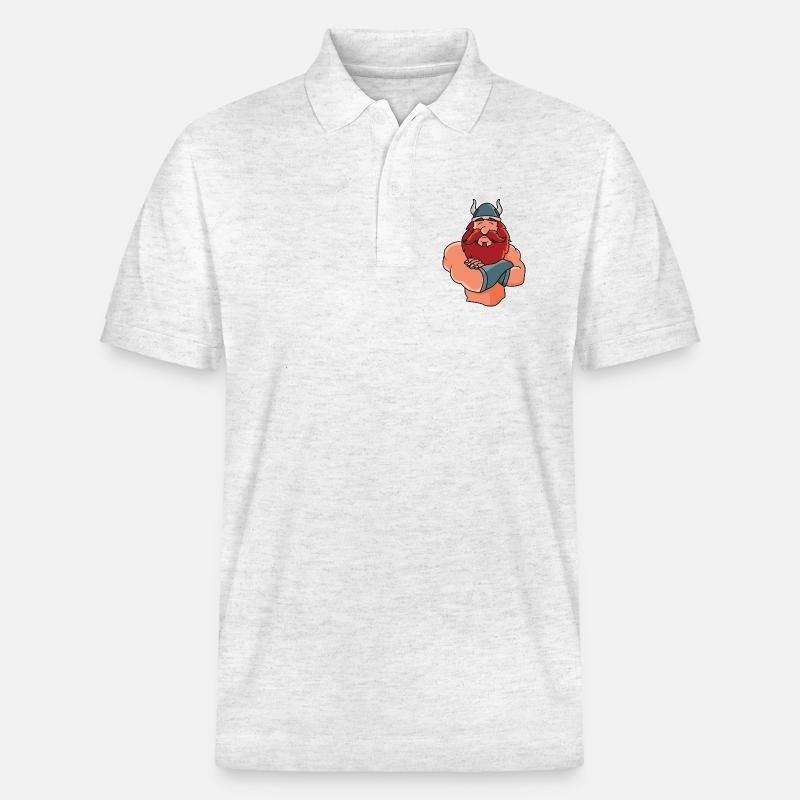 Lustiger Wikinger in Pose - Stanley/Stella Unisex Bio-Poloshirt PREPSTER - Weiß meliert