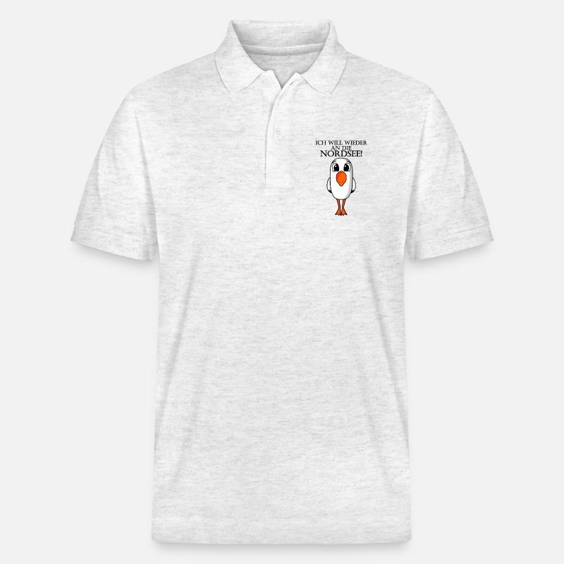 Nordsee Plattdeutsch Spruch Moin Möwe - Stanley/Stella Unisex Bio-Poloshirt PREPSTER - Weiß meliert