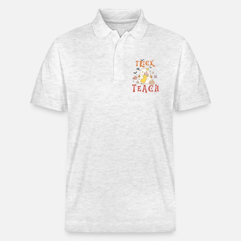 Halloween-Lehrer austricksen oder unterrichten - Stanley/Stella Unisex Bio-Poloshirt PREPSTER - Weiß meliert