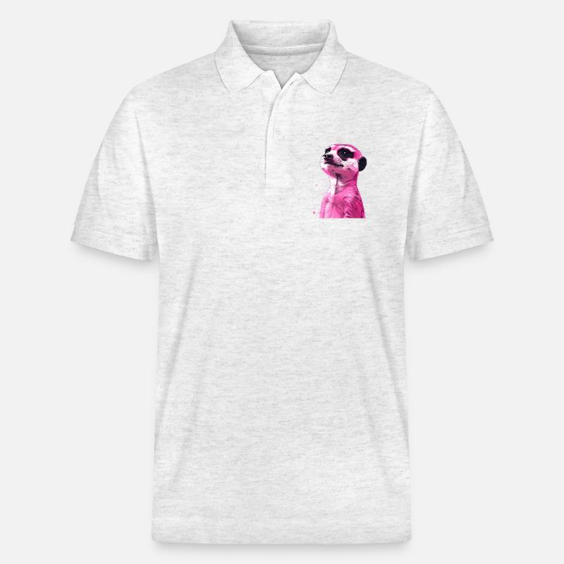 Suricate rose - Polo PREPSTER bio Stanley/Stella Unisexe - blanc chiné