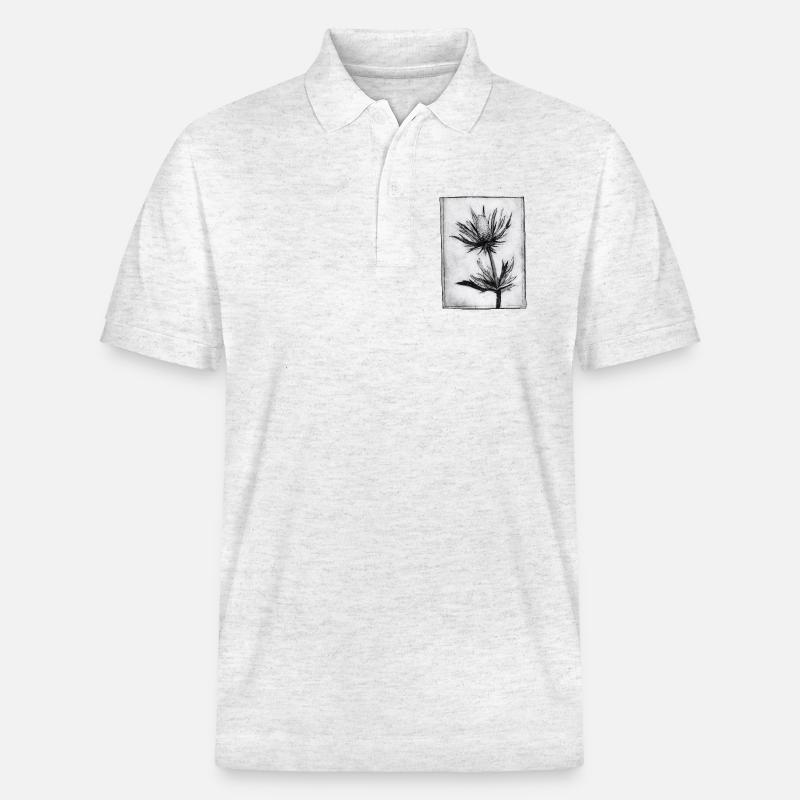 Distel - handgeschnitzte Druckvorlage - Stanley/Stella Unisex Bio-Poloshirt PREPSTER - Weiß meliert