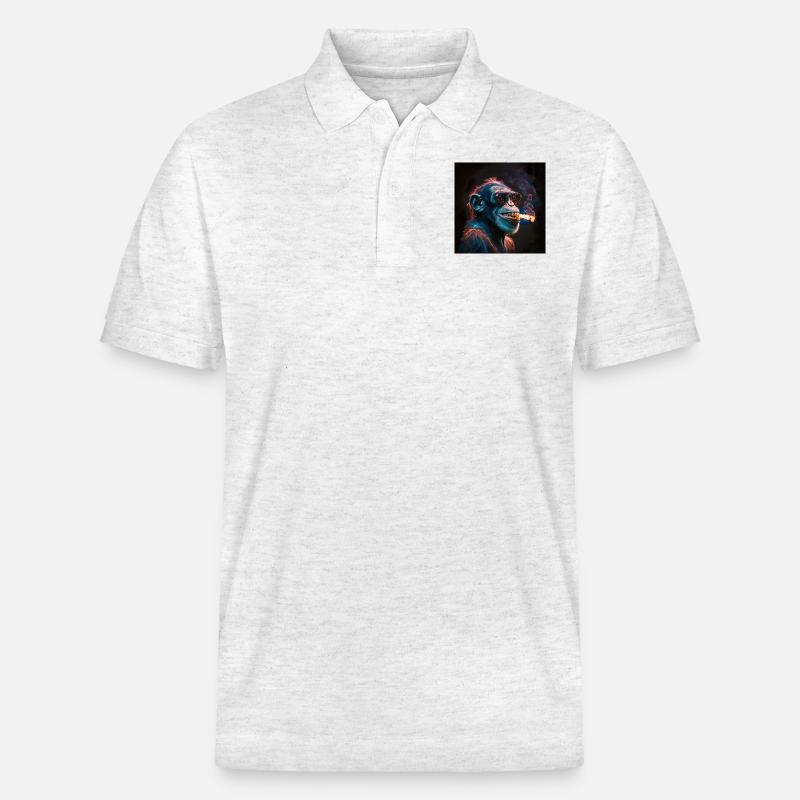 Cool Monkey, generative KI - Stanley/Stella Unisex Bio-Poloshirt PREPSTER - Weiß meliert