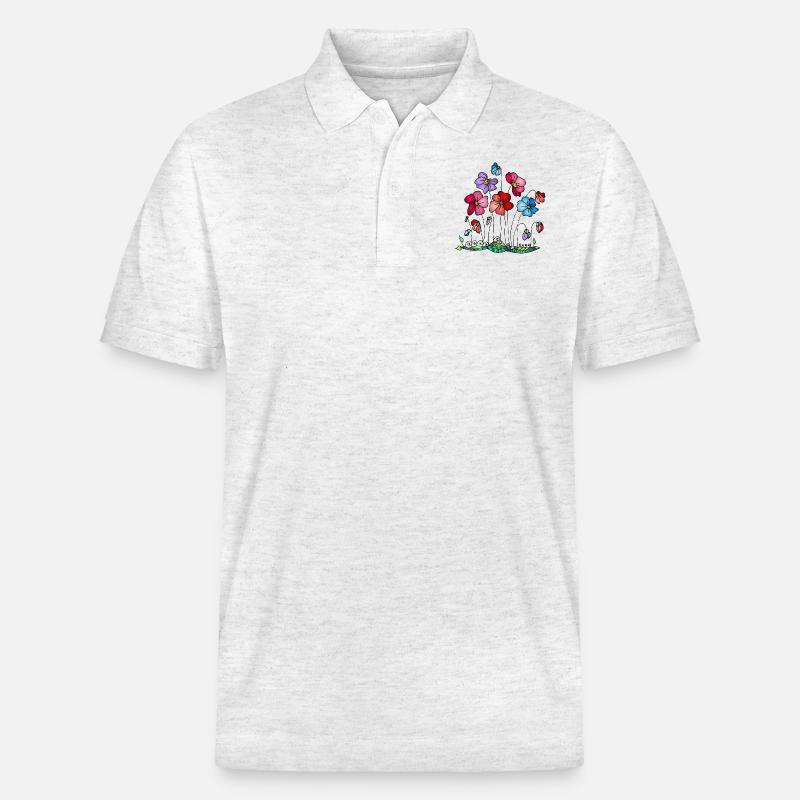 Blumen - Stanley/Stella Unisex Bio-Poloshirt PREPSTER - Weiß meliert