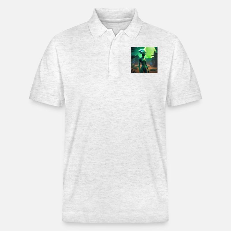 Alien de lune verte - Polo PREPSTER bio Stanley/Stella Unisexe - blanc chiné