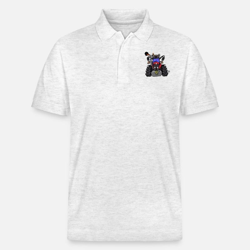 0152 Roter Traktor - Stanley/Stella Unisex Bio-Poloshirt PREPSTER - Weiß meliert