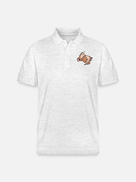 Sleeping Mouse - Stanley/Stella Unisex Organic Polo Shirt PREPSTER - heather white