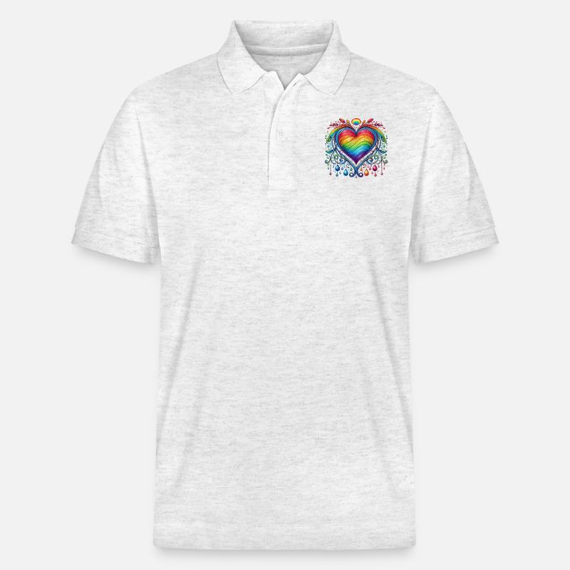 Regenbogen Herz - Stanley/Stella Unisex Bio-Poloshirt PREPSTER - Weiß meliert