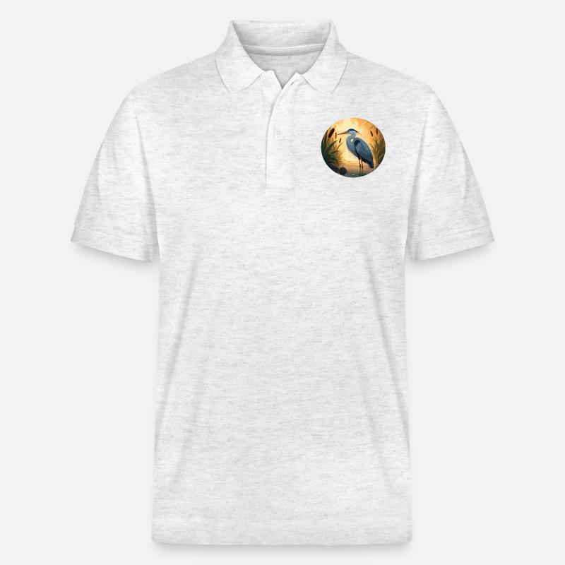 Blauer Reiher von Backlight - Stanley/Stella Unisex Bio-Poloshirt PREPSTER - Weiß meliert