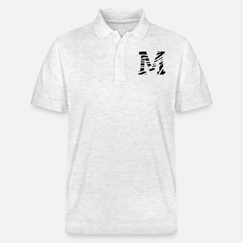 Buchstabe m zebra - Stanley/Stella Unisex Bio-Poloshirt PREPSTER - Weiß meliert