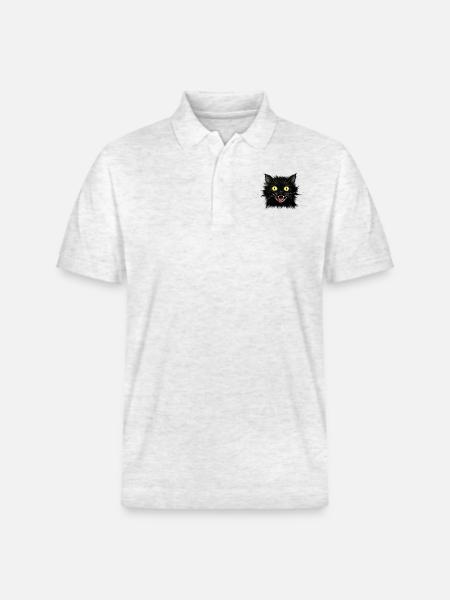 En nervøs sort kat - Stanley/Stella PREPSTER økologisk unisex poloshirt - hvid meleret