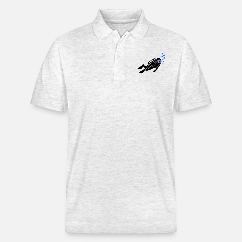 Taucher Silhouette Tauchen - Stanley/Stella Unisex Bio-Poloshirt PREPSTER - Weiß meliert
