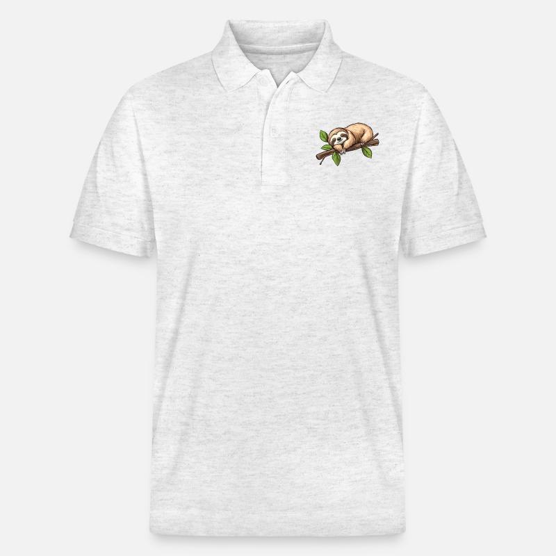 Faultier Schlafend - Stanley/Stella Unisex Bio-Poloshirt PREPSTER - Weiß meliert
