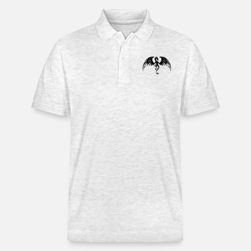 Drache Schwarz - Stanley/Stella Unisex Bio-Poloshirt PREPSTER - Weiß meliert