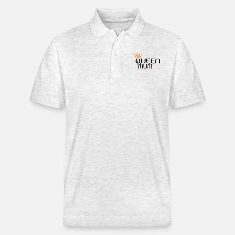 QUEEN MUM mit Krone - Stanley/Stella Unisex Bio-Poloshirt PREPSTER - Weiß meliert