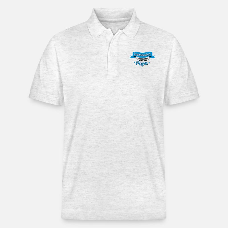 Superheld Papa - Stanley/Stella Unisex Bio-Poloshirt PREPSTER - Weiß meliert