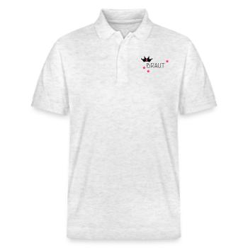 Junggesellinnenabschied BRAUT - Stanley/Stella Unisex Bio-Poloshirt PREPSTER - Weiß meliert - Vorne - Roxy (174cm) & Andy (188cm)