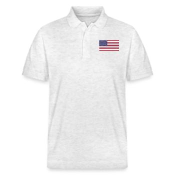 United States - Stanley/Stella Unisex Organic Polo Shirt PREPSTER - heather white - Front - Roxy (174cm) & Andy (188cm)