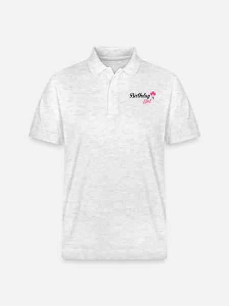 Birthday Girl - Stanley/Stella Unisex Organic Polo Shirt PREPSTER - heather white