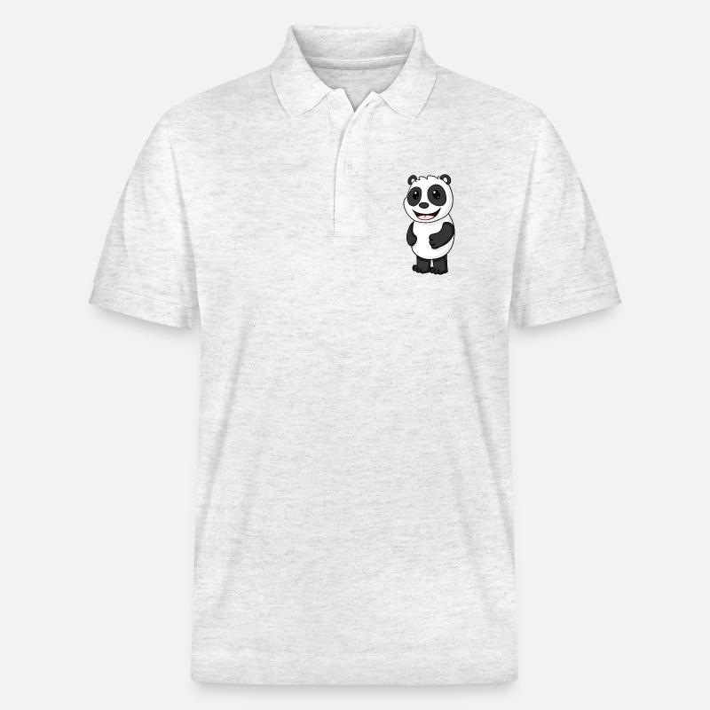 Panda Bär Niedlich - Stanley/Stella Unisex Bio-Poloshirt PREPSTER - Weiß meliert