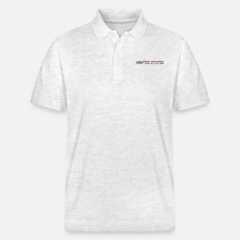 Drapeau United State - Polo PREPSTER bio Stanley/Stella Unisexe - blanc chiné