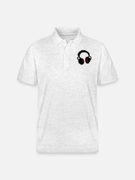 DJ - headphones - Stanley/Stella Unisex Organic Polo Shirt PREPSTER - heather white