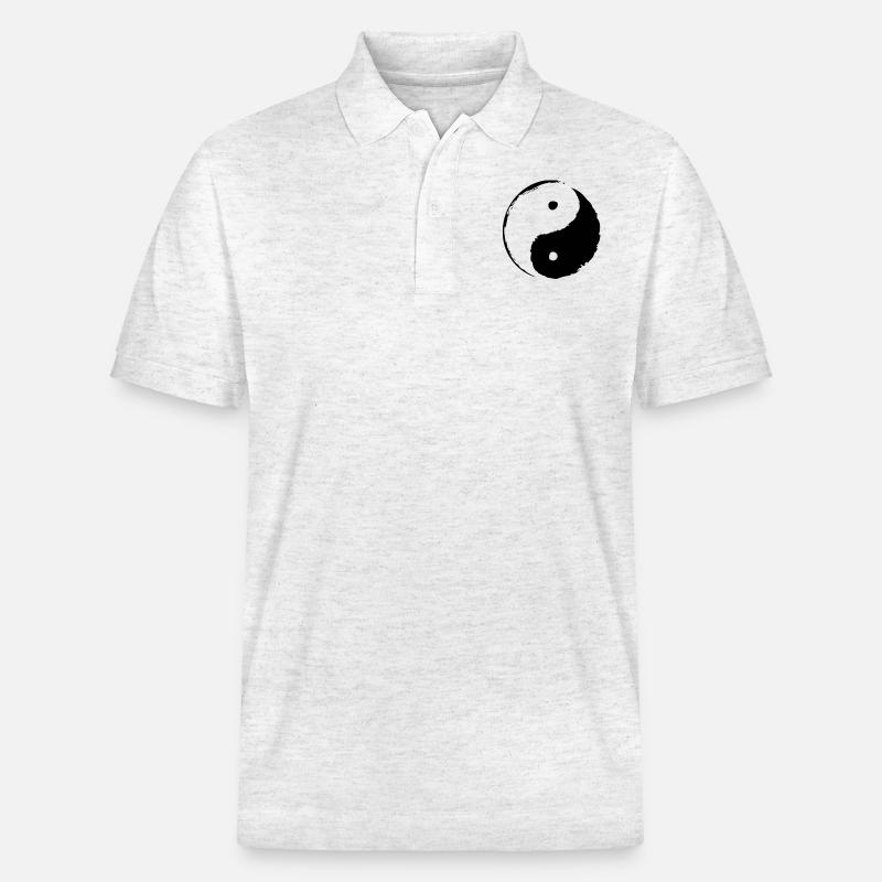 ying_yang_small - Stanley/Stella Unisex Bio-Poloshirt PREPSTER - Weiß meliert