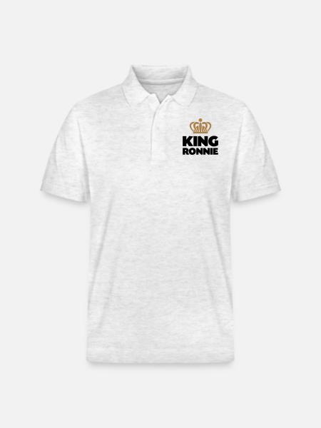 King ronnie name thing crown - Stanley/Stella Unisex Organic Polo Shirt PREPSTER - heather white