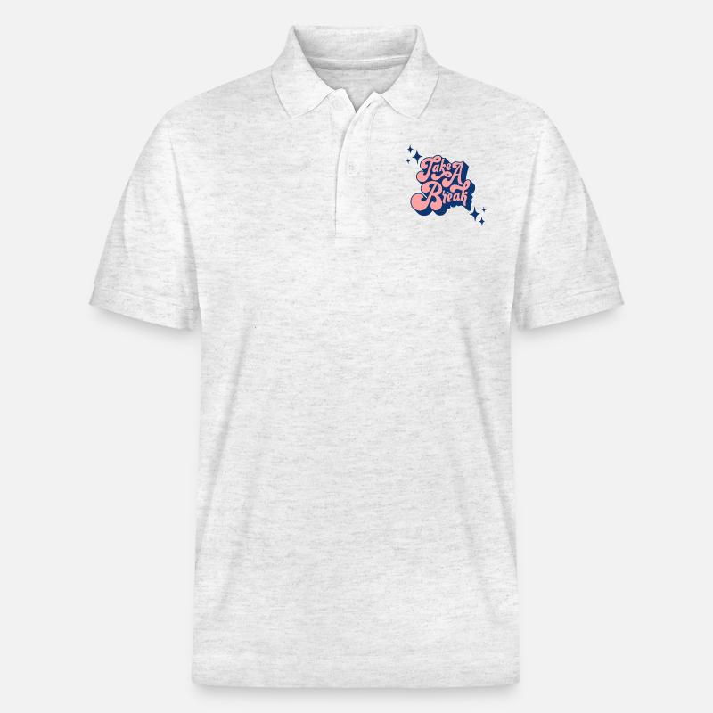 TAKE A BREAK - Stanley/Stella Unisex Bio-Poloshirt PREPSTER - Weiß meliert