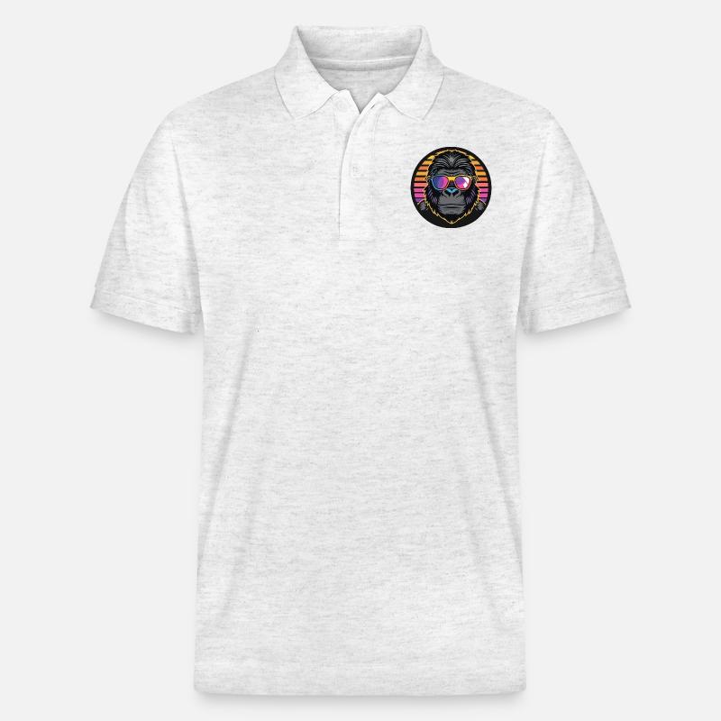 Gorille Bande Dessinée Cool - Polo PREPSTER bio Stanley/Stella Unisexe - blanc chiné