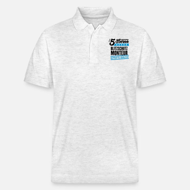5Sterne Blitzschutzmonteur - Stanley/Stella Unisex Bio-Poloshirt PREPSTER - Weiß meliert