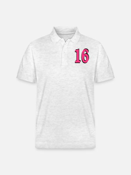 16th Birthday - Stanley/Stella Unisex Organic Polo Shirt PREPSTER - heather white