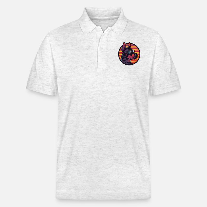 Dobermann Hund Cool Comic - Stanley/Stella Unisex Bio-Poloshirt PREPSTER - Weiß meliert
